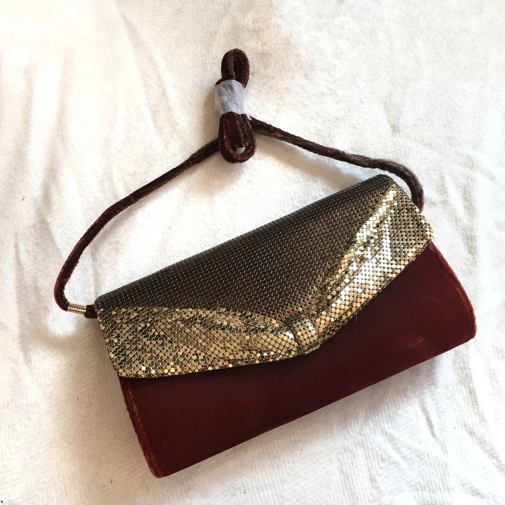 [VINTAGE] Glamorous soft clutch with straps unused